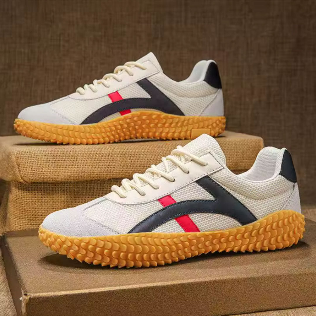 Herr Retro Sneakers Med Kontraststripes Och Gummisula