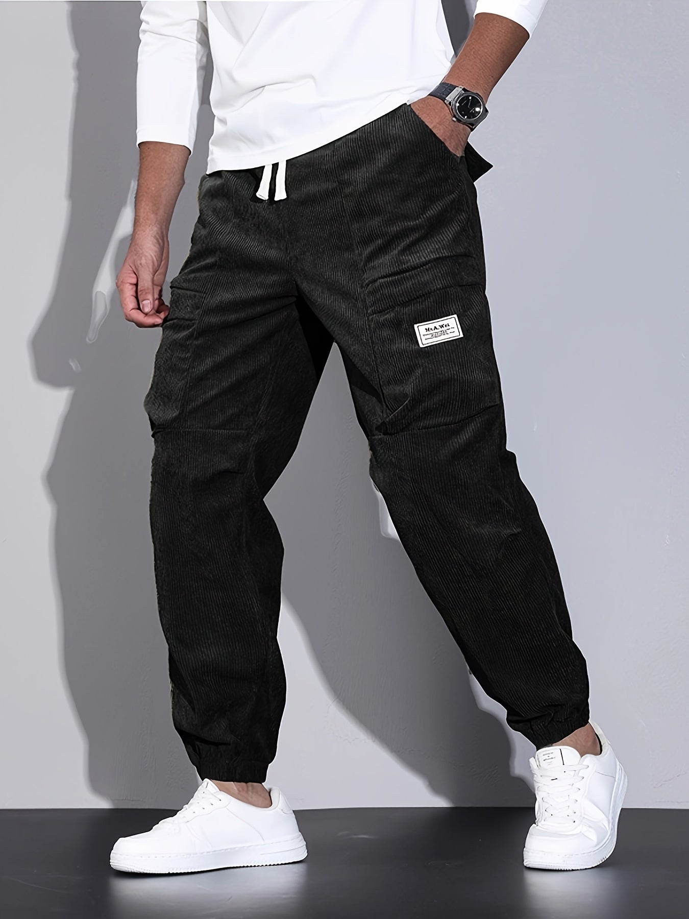 Herr Corduroy Joggers Avslappnad Skräddarsydd Passform