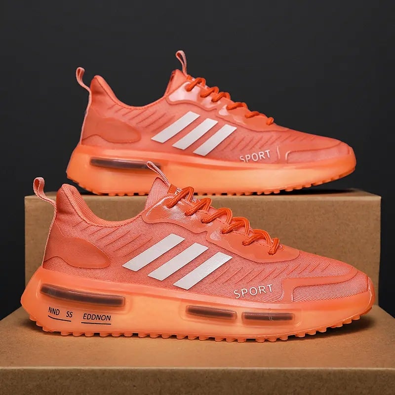 Herrsportsneakers Med Snörning, Luftkudde Och Rund Tå