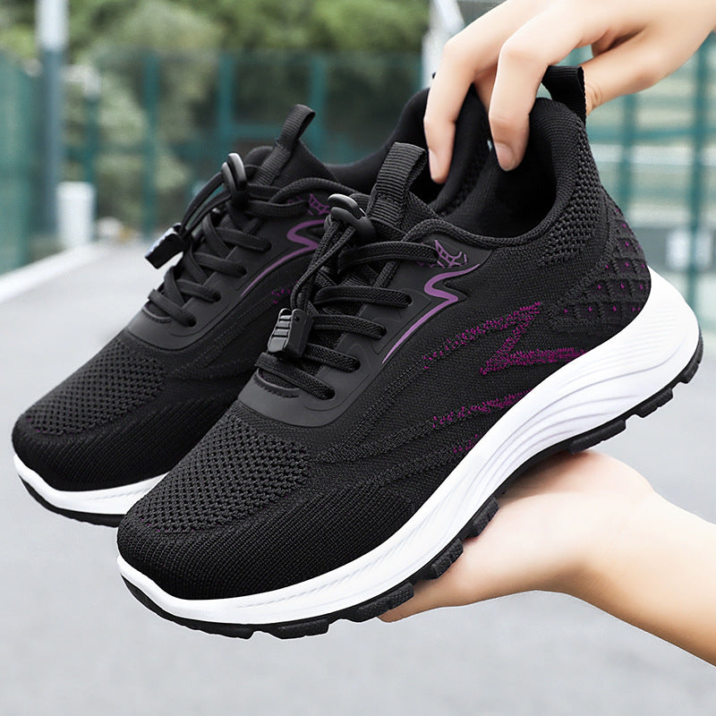 Damskor Med Flyknit-Upperkant, Rund Tå, Snörning, Pvc-Sula
