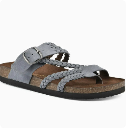 Kvinnors Vävda Platta Sandaler Med Remmar Och Öppen Design – Läderlook