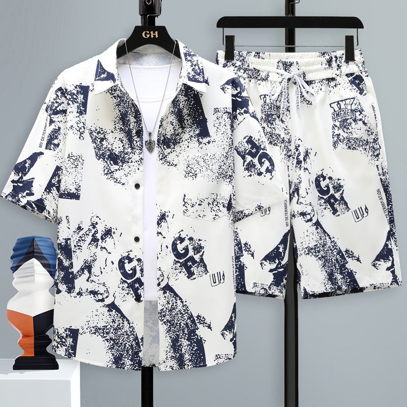 Sommarsporter med kort ärm och rak passform, matchande outfit för män, shorts