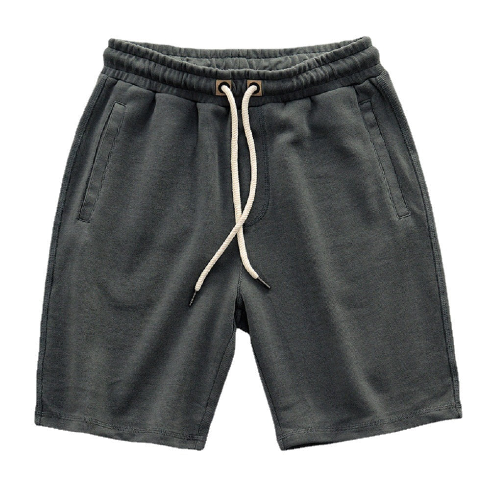 Herr Stickade Shorts I Bomullsblandning Med Lös Passform Och Dragsko – Mellanhög Midja