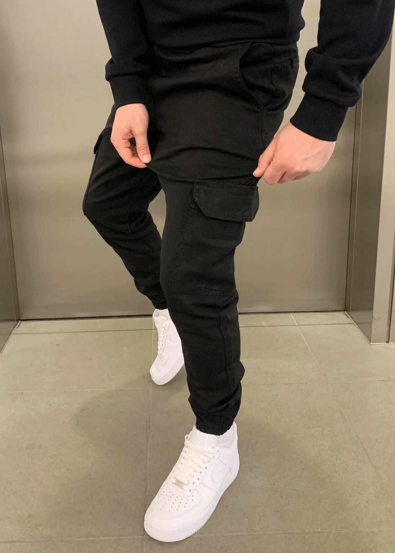 Herr Cargo Joggerbyxor med Elastisk Midja och Sidofickor