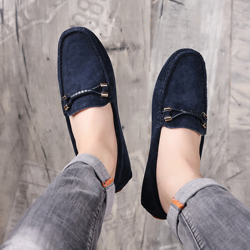 Loafers För Herr Med Mockaöverdel, Snurrad Rem Och Moc-Tå