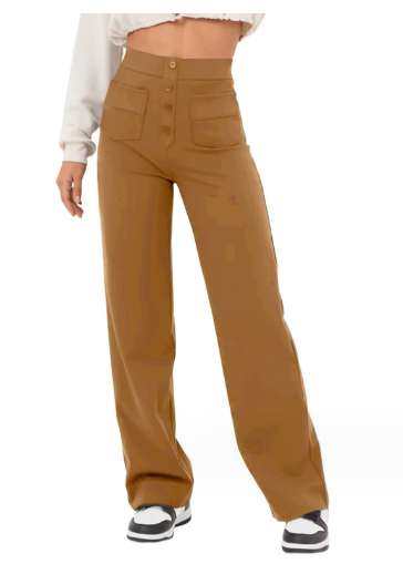 Kvinnobyxor Slim Fit Stretch Med Elastisk Midja