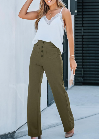 Kvinnobyxor Slim Fit Stretch Med Elastisk Midja