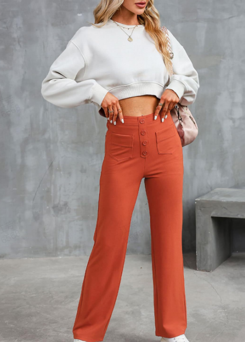 Kvinnobyxor Slim Fit Stretch Med Elastisk Midja