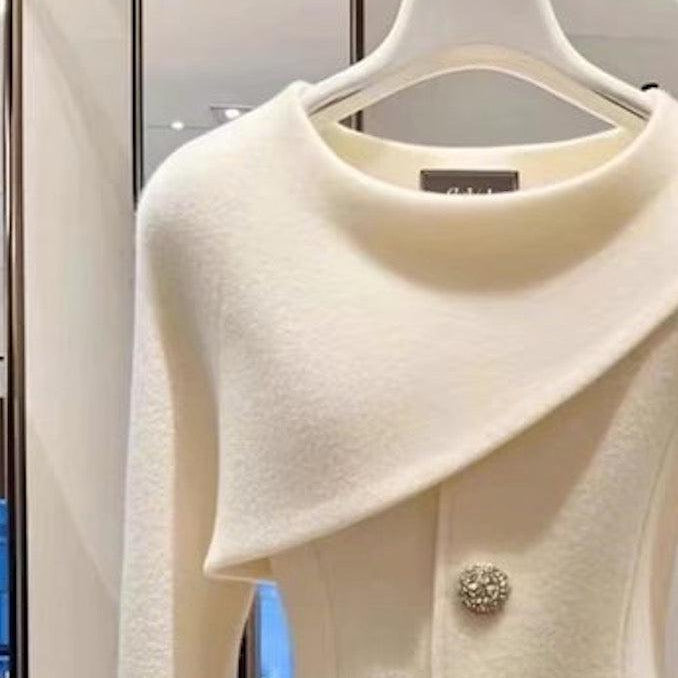 Kvinnoblazer Med Knäppning Asymmetrisk Skräddarsydd Passform