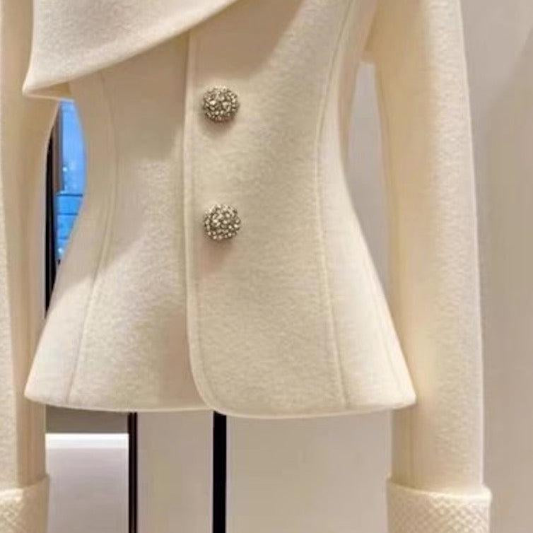 Kvinnoblazer Med Knäppning Asymmetrisk Skräddarsydd Passform