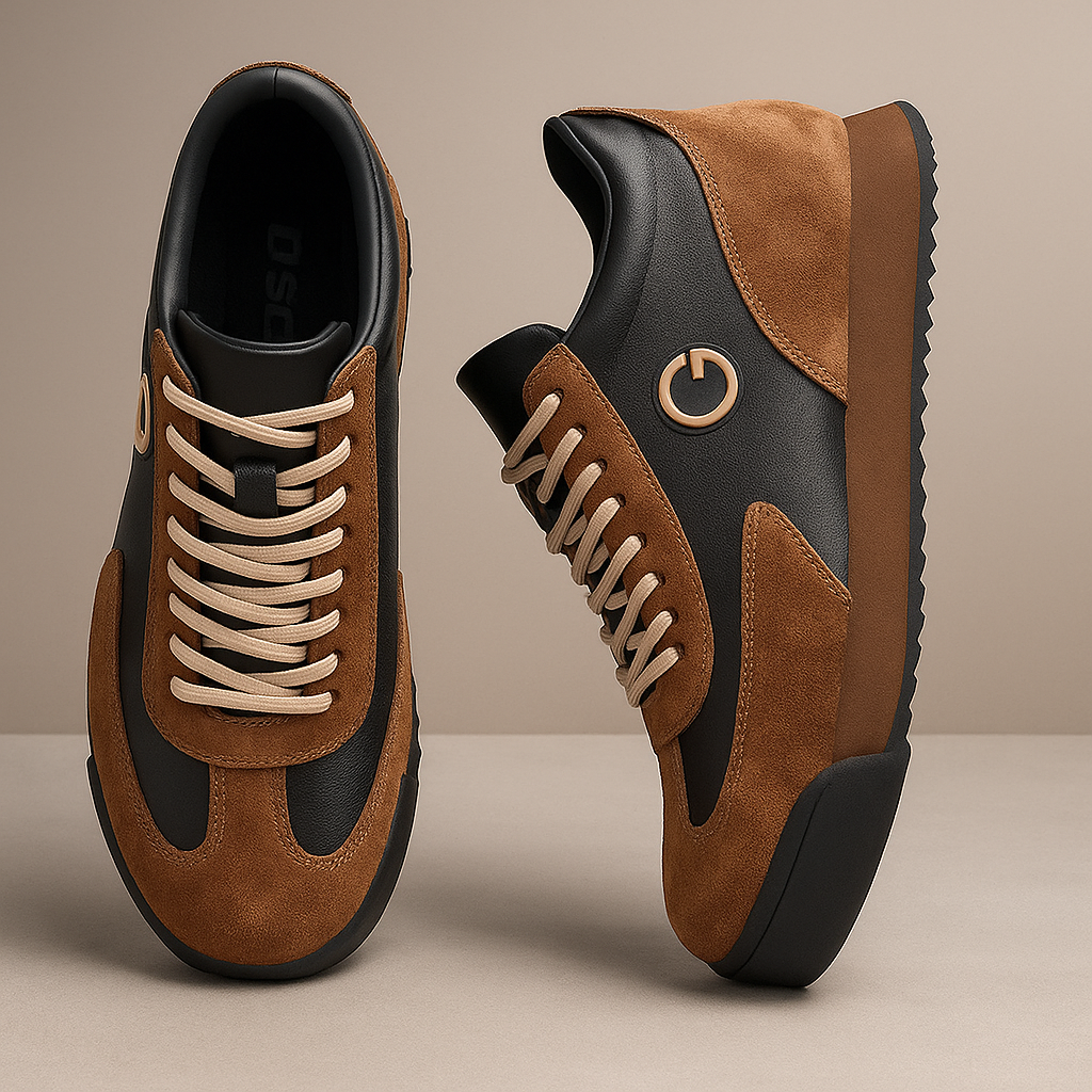 Sneakers För Herr Med Mockaöverlägg, Slät Bas Och Greppig Yttersula