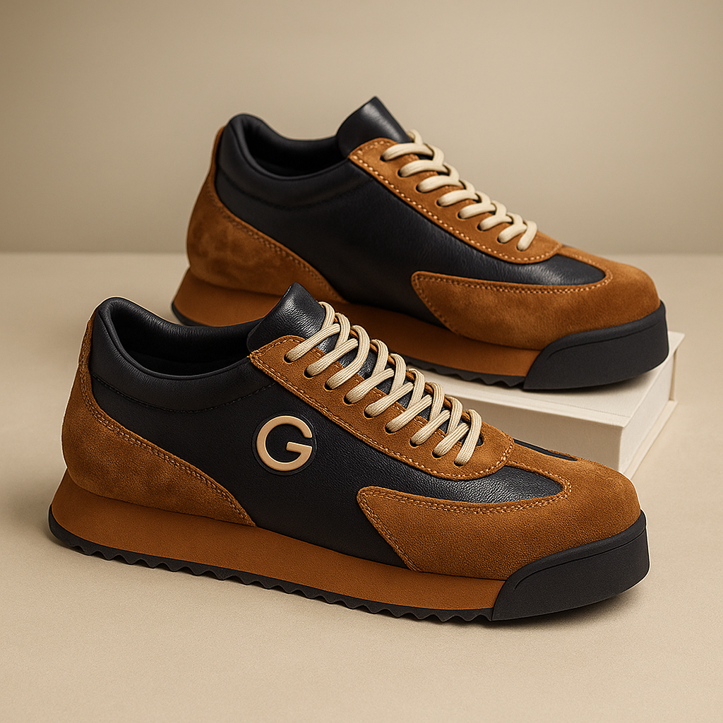 Sneakers För Herr Med Mockaöverlägg, Slät Bas Och Greppig Yttersula