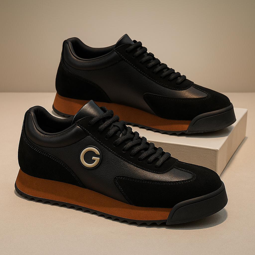 Sneakers För Herr Med Mockaöverlägg, Slät Bas Och Greppig Yttersula