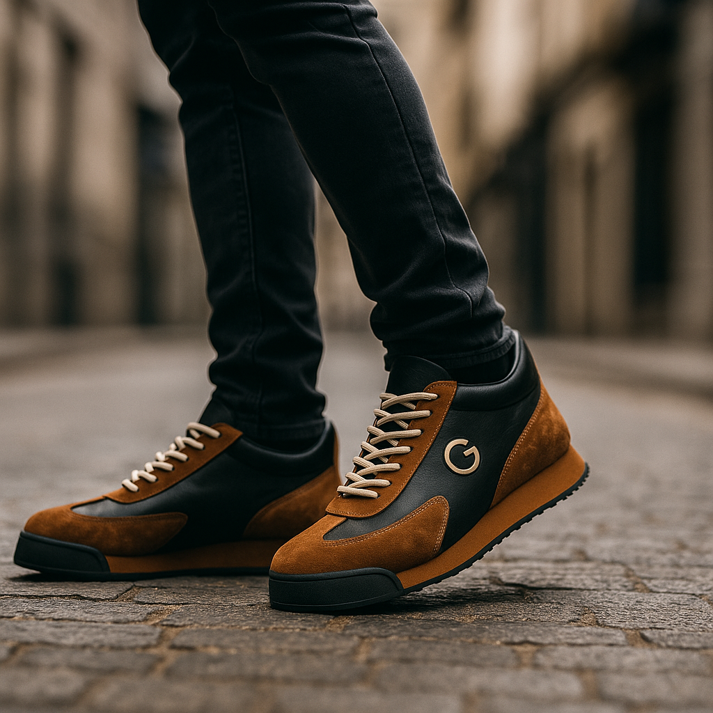 Sneakers För Herr Med Mockaöverlägg, Slät Bas Och Greppig Yttersula