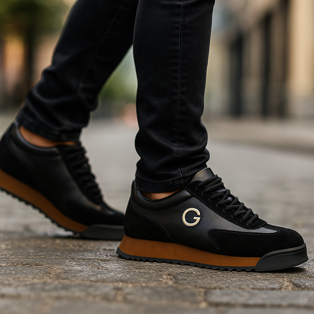 Sneakers För Herr Med Mockaöverlägg, Slät Bas Och Greppig Yttersula