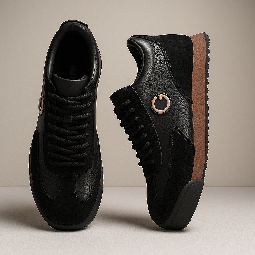 Sneakers För Herr Med Mockaöverlägg, Slät Bas Och Greppig Yttersula