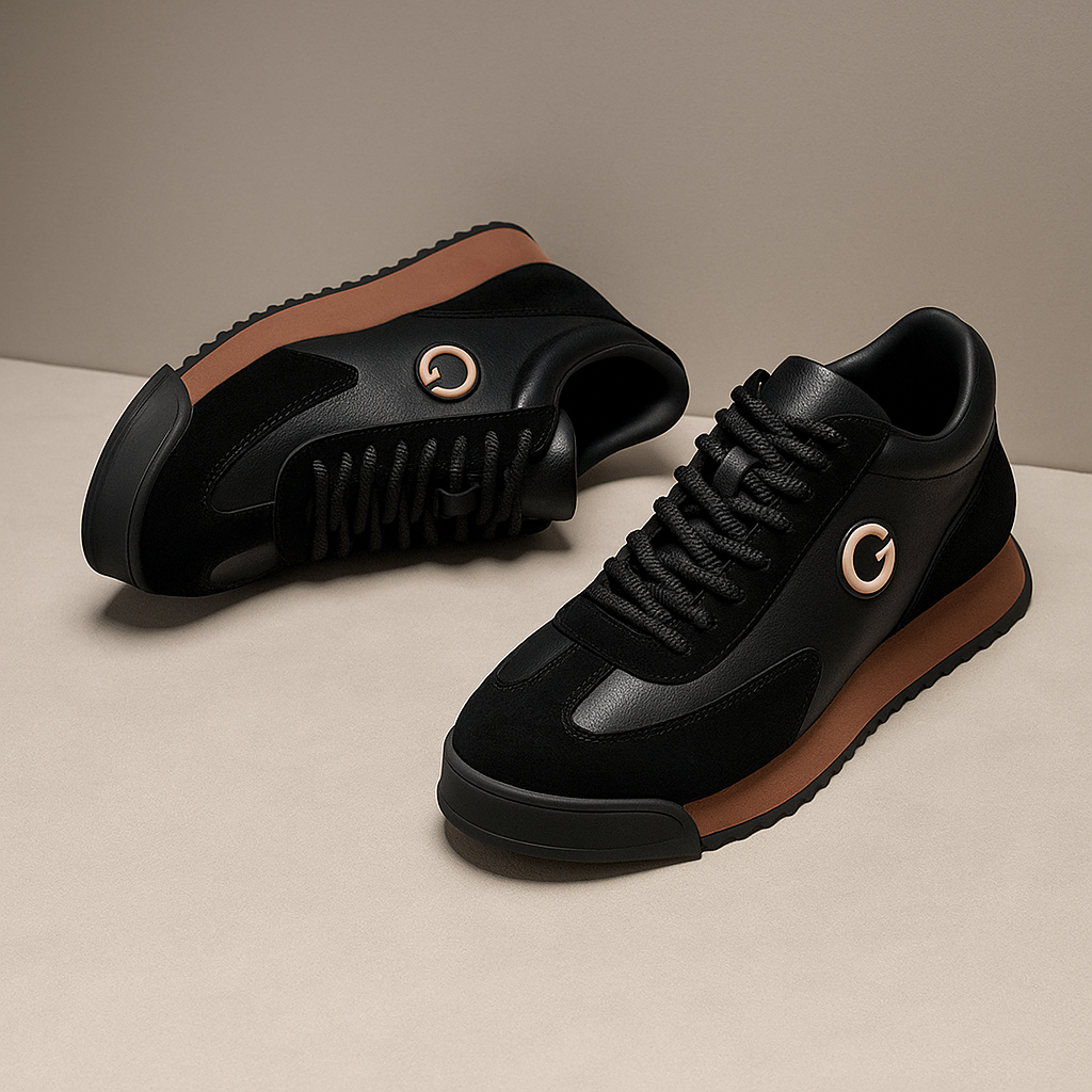 Sneakers För Herr Med Mockaöverlägg, Slät Bas Och Greppig Yttersula