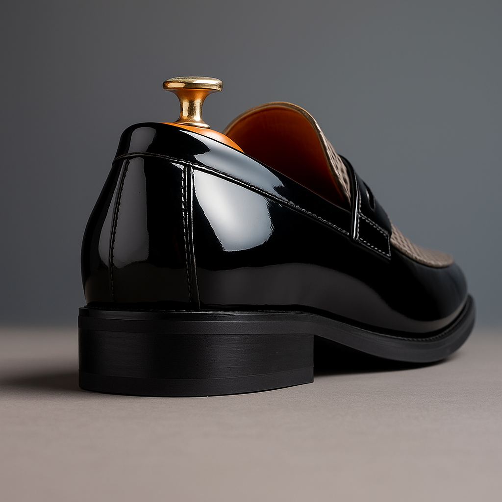 Herrloafers Lackfinish Krokodilpräglad Strukturerad Passform