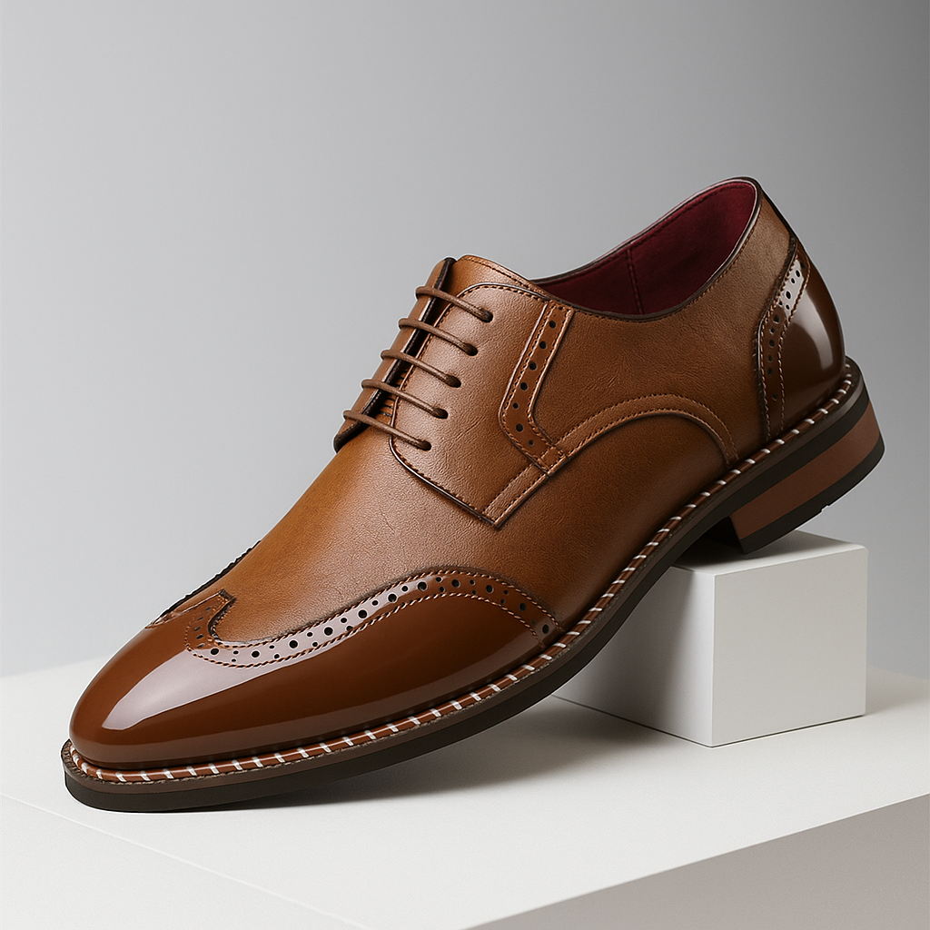 Herrskor Brogue Wingtip Detaljerad Finish