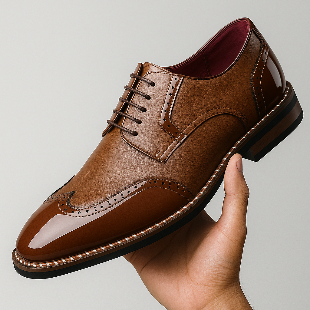 Herrskor Brogue Wingtip Detaljerad Finish