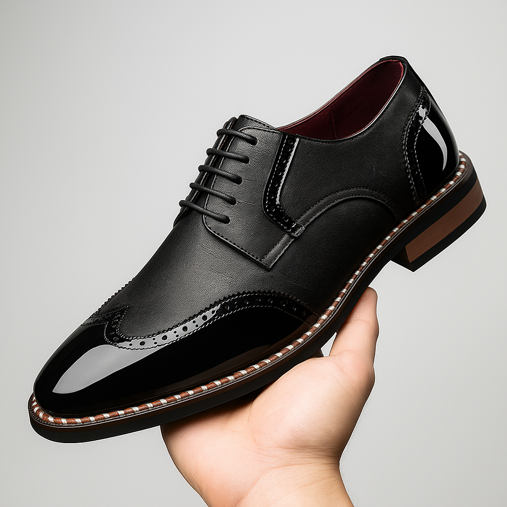 Herrskor Brogue Wingtip Detaljerad Finish