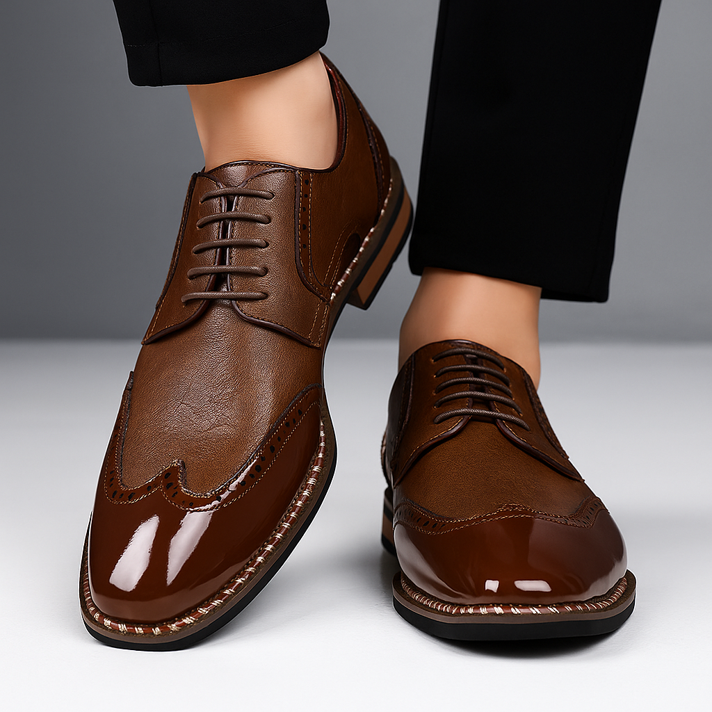 Herrskor Brogue Wingtip Detaljerad Finish