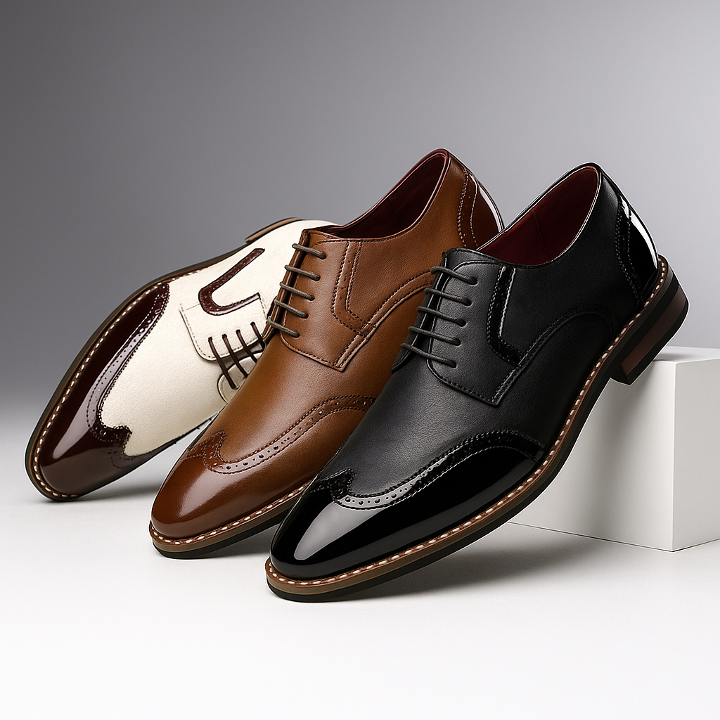 Herrskor Brogue Wingtip Detaljerad Finish