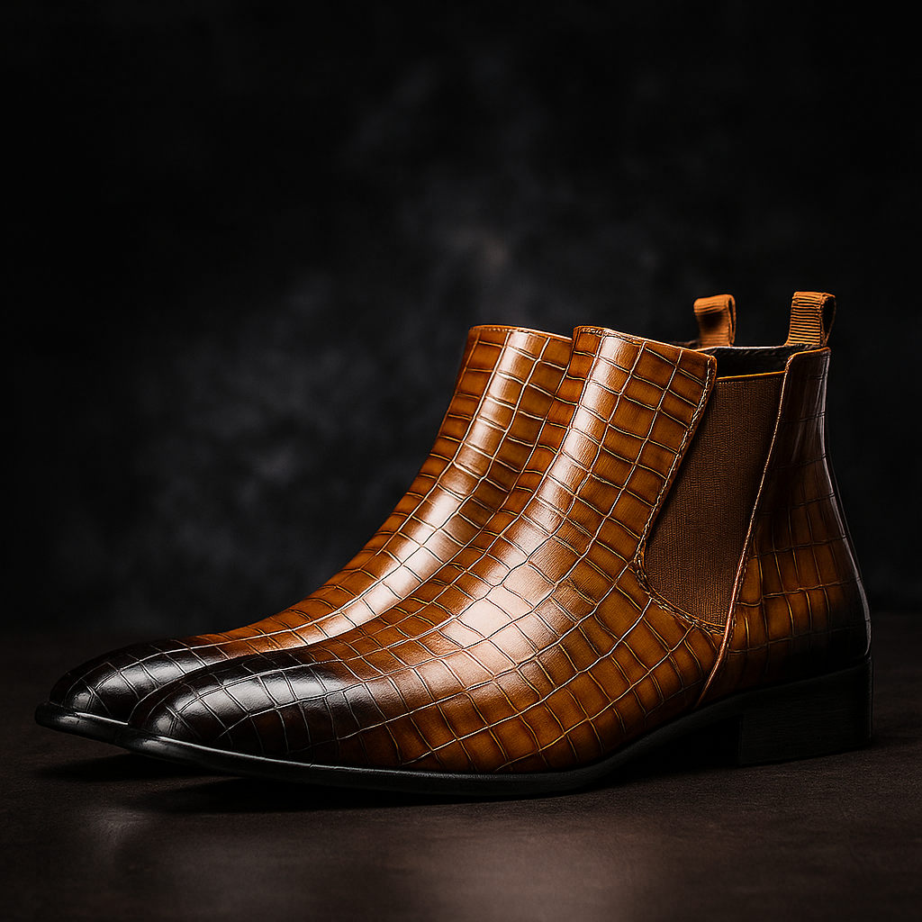 Herr Chelsea Boots Ormskinnsstruktur Dämpad Innersula Slip-On
