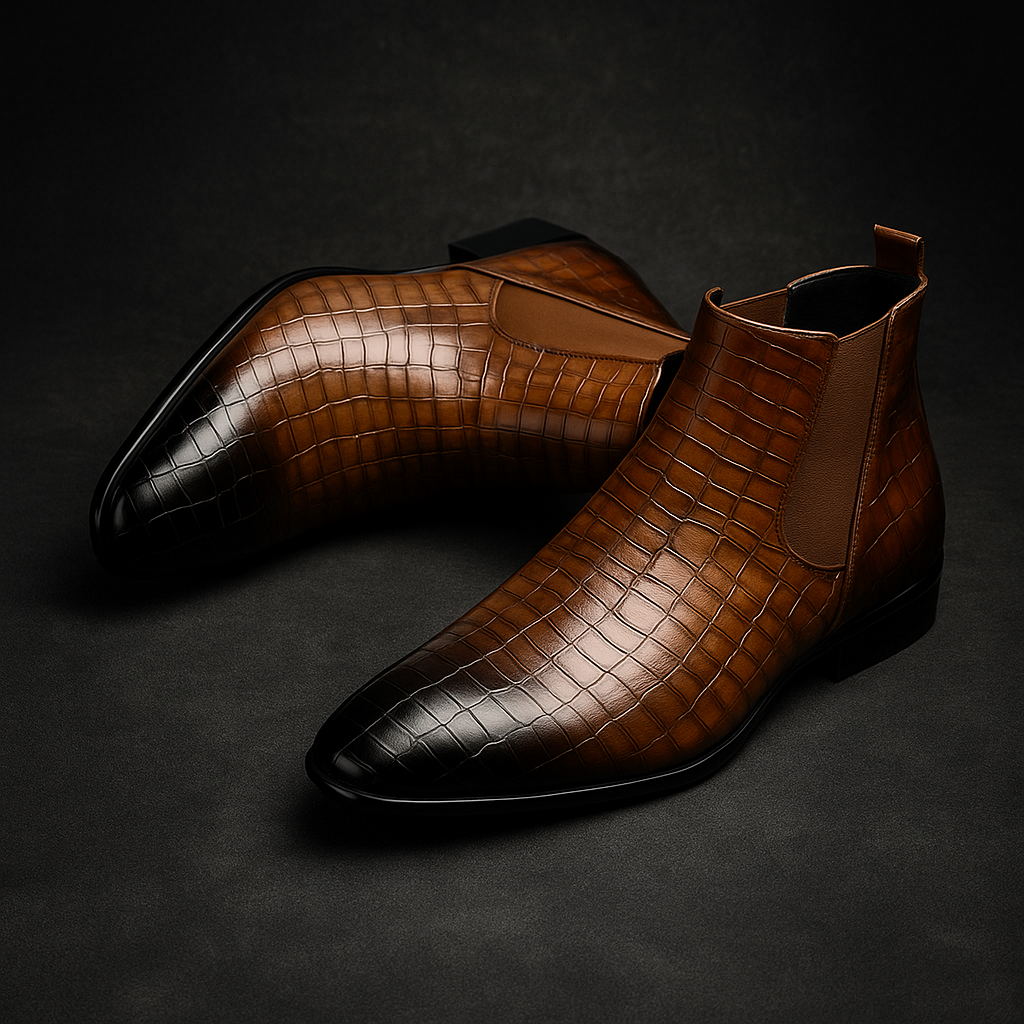 Herr Chelsea Boots Ormskinnsstruktur Dämpad Innersula Slip-On