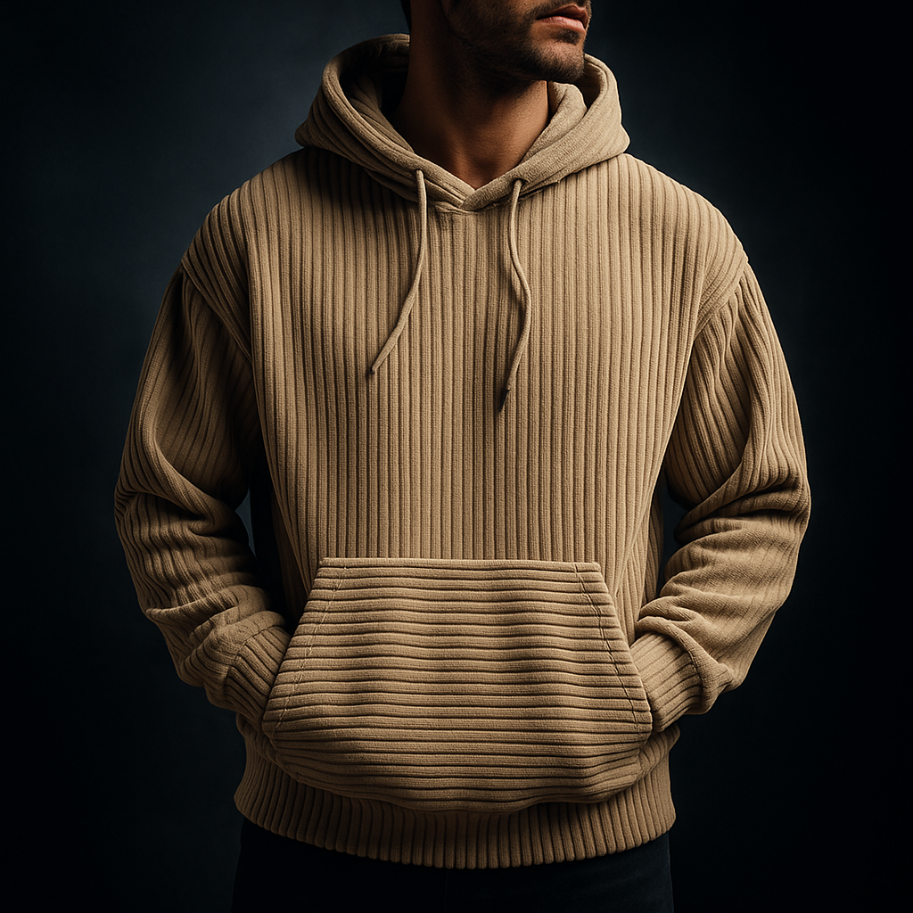 Hoodie för Herr med Strukturerad Yta och Avslappnad Passform