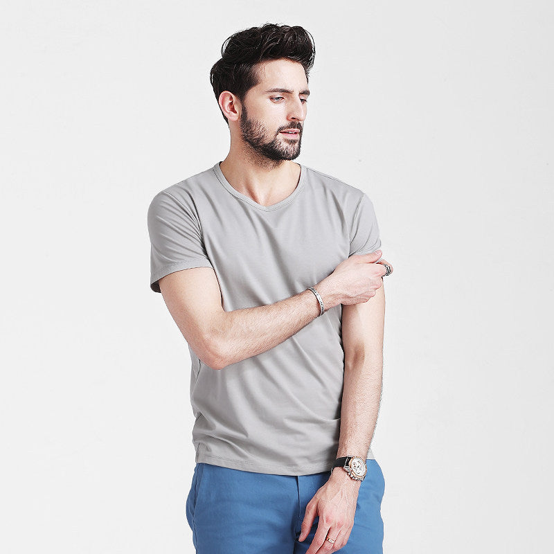 Herr Sommar Slim Fit Kortärmad Rund Hals Snabbtorkande T-Shirt Enfärgad Tunn Topp
