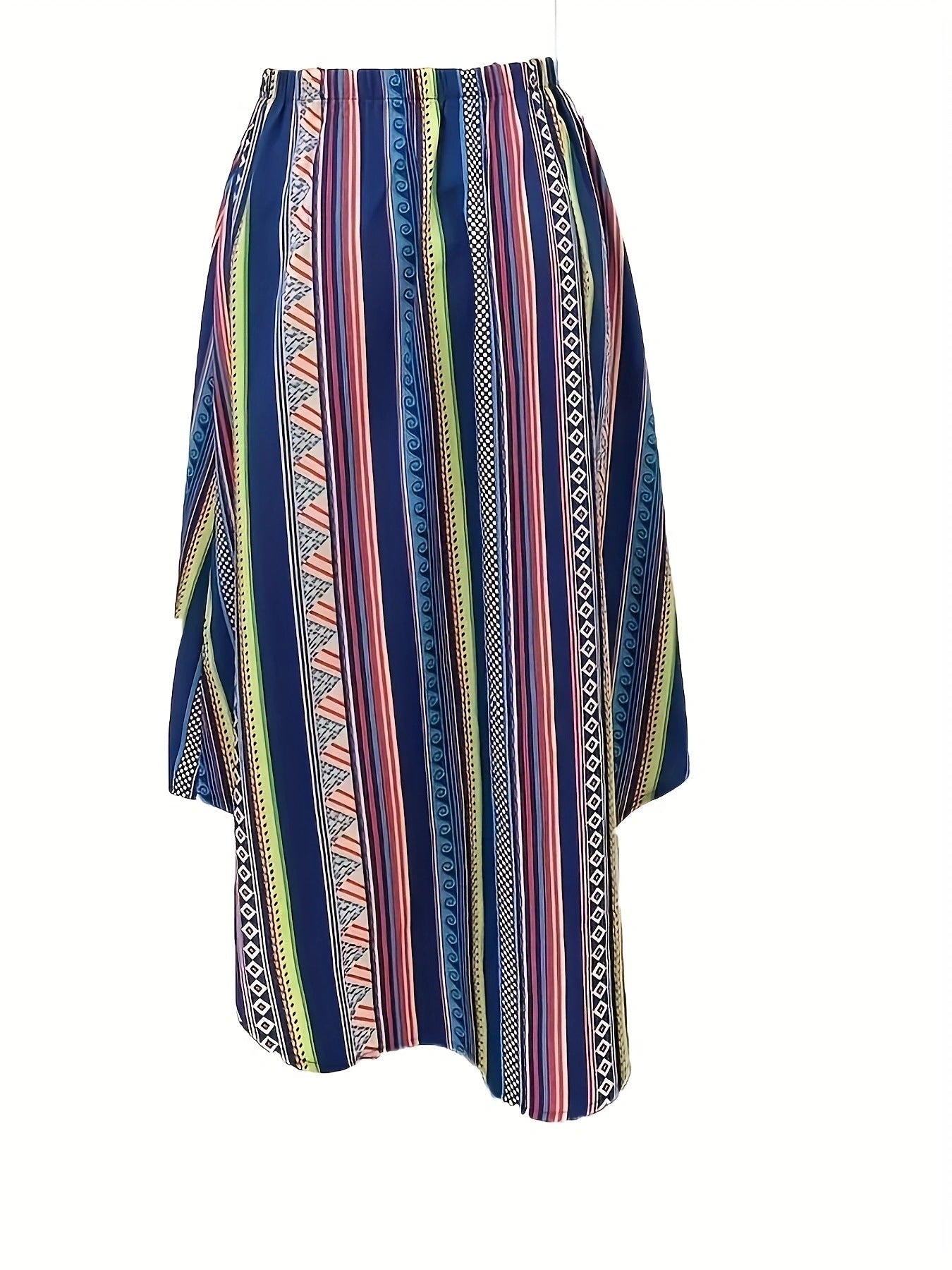 Kvinnors Geometriska Tryck Asymmetriska Kjolar I Avslappnad Midi-Stil