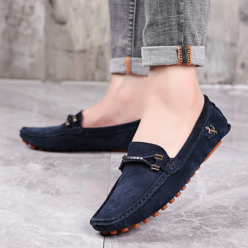Loafers För Herr Med Mockaöverdel, Snurrad Rem Och Moc-Tå