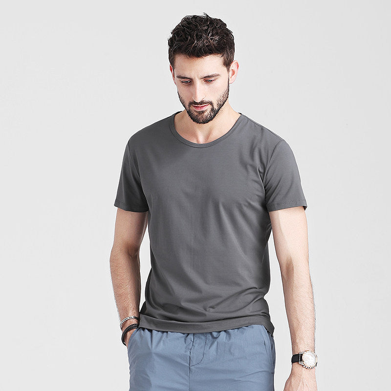 Herr Sommar Slim Fit Kortärmad Rund Hals Snabbtorkande T-Shirt Enfärgad Tunn Topp