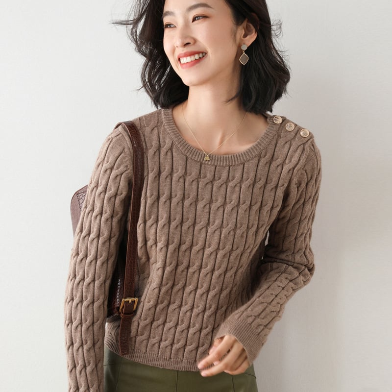 Kvinnors Vintertröja Med Hög Enfärgad Långärmad Pullover