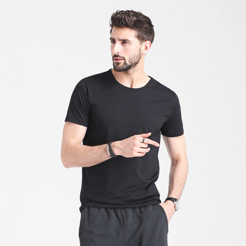 Herr Sommar Slim Fit Kortärmad Rund Hals Snabbtorkande T-Shirt Enfärgad Tunn Topp