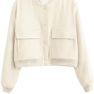 Dam Höst Bomberjacka Med Kavajkrage Och Fickor Beige