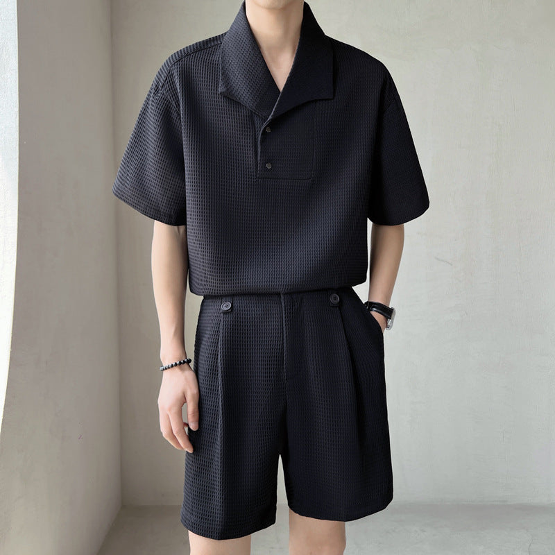 Härmlös skjorta med shorts, tvådelat set, fritidsmode, lös passform, matchande outfit