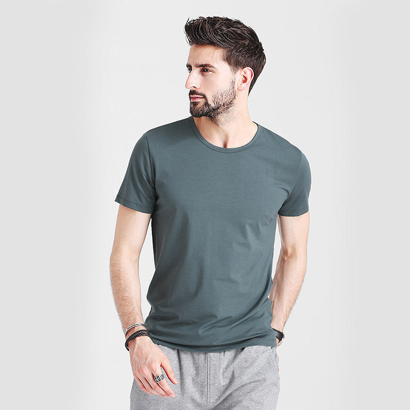 Herr Sommar Slim Fit Kortärmad Rund Hals Snabbtorkande T-Shirt Enfärgad Tunn Topp