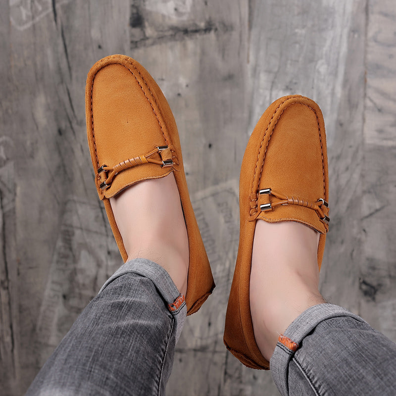 Loafers För Herr Med Mockaöverdel, Snurrad Rem Och Moc-Tå