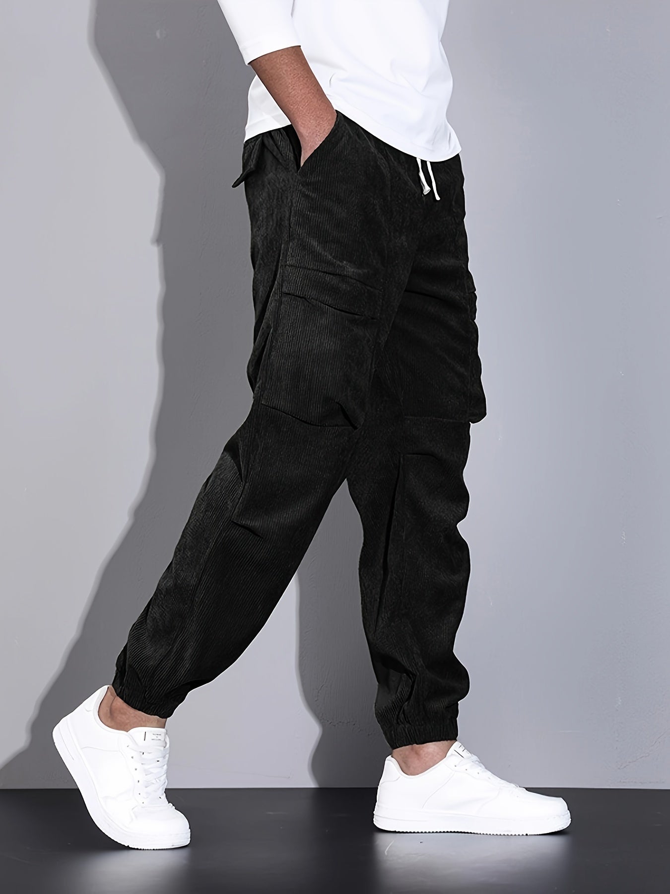 Herr Corduroy Joggers Avslappnad Skräddarsydd Passform