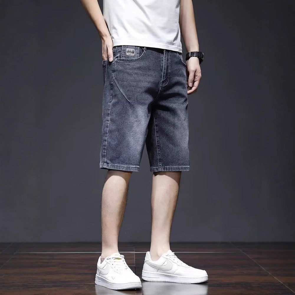 Sommarjeanshorts för män, raka ben, avslappnad passform, kort längd