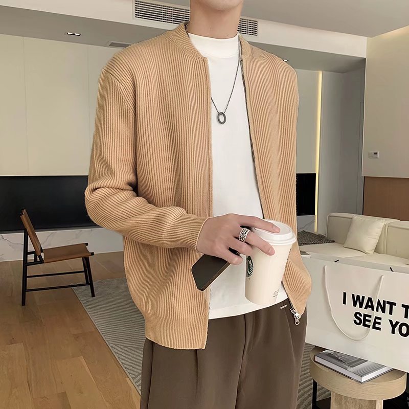 Herr Vinter Cardigan Enfärgad med Långärmad Design