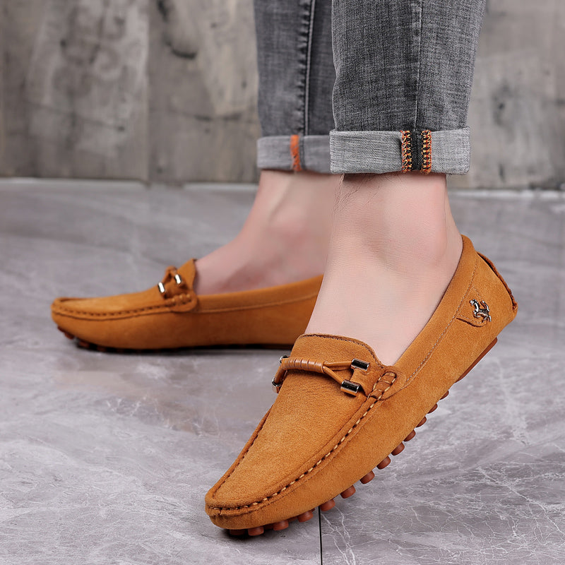 Loafers För Herr Med Mockaöverdel, Snurrad Rem Och Moc-Tå