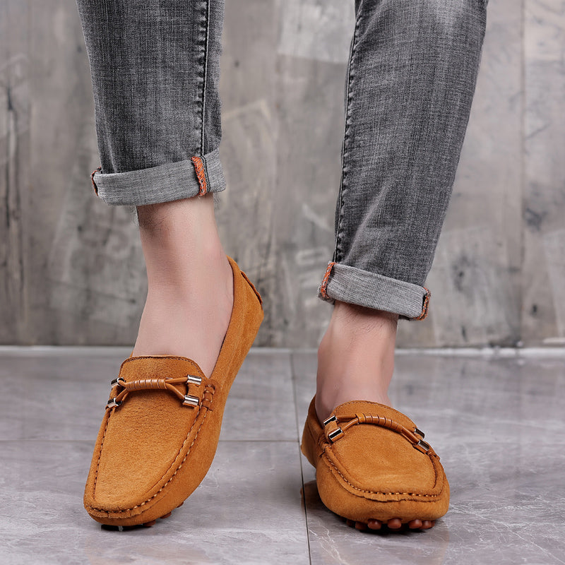 Loafers För Herr Med Mockaöverdel, Snurrad Rem Och Moc-Tå