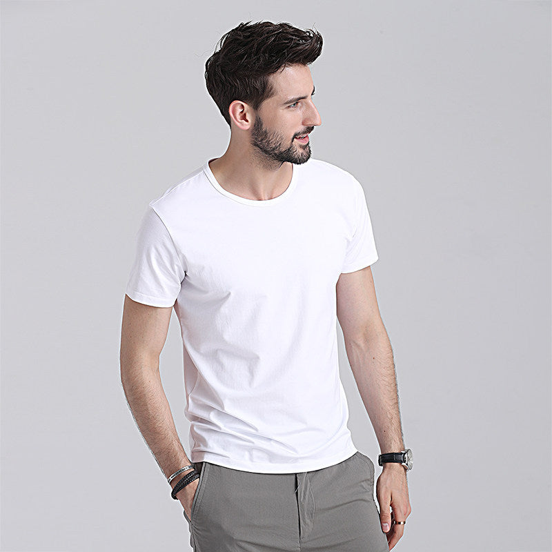 Herr Sommar Slim Fit Kortärmad Rund Hals Snabbtorkande T-Shirt Enfärgad Tunn Topp