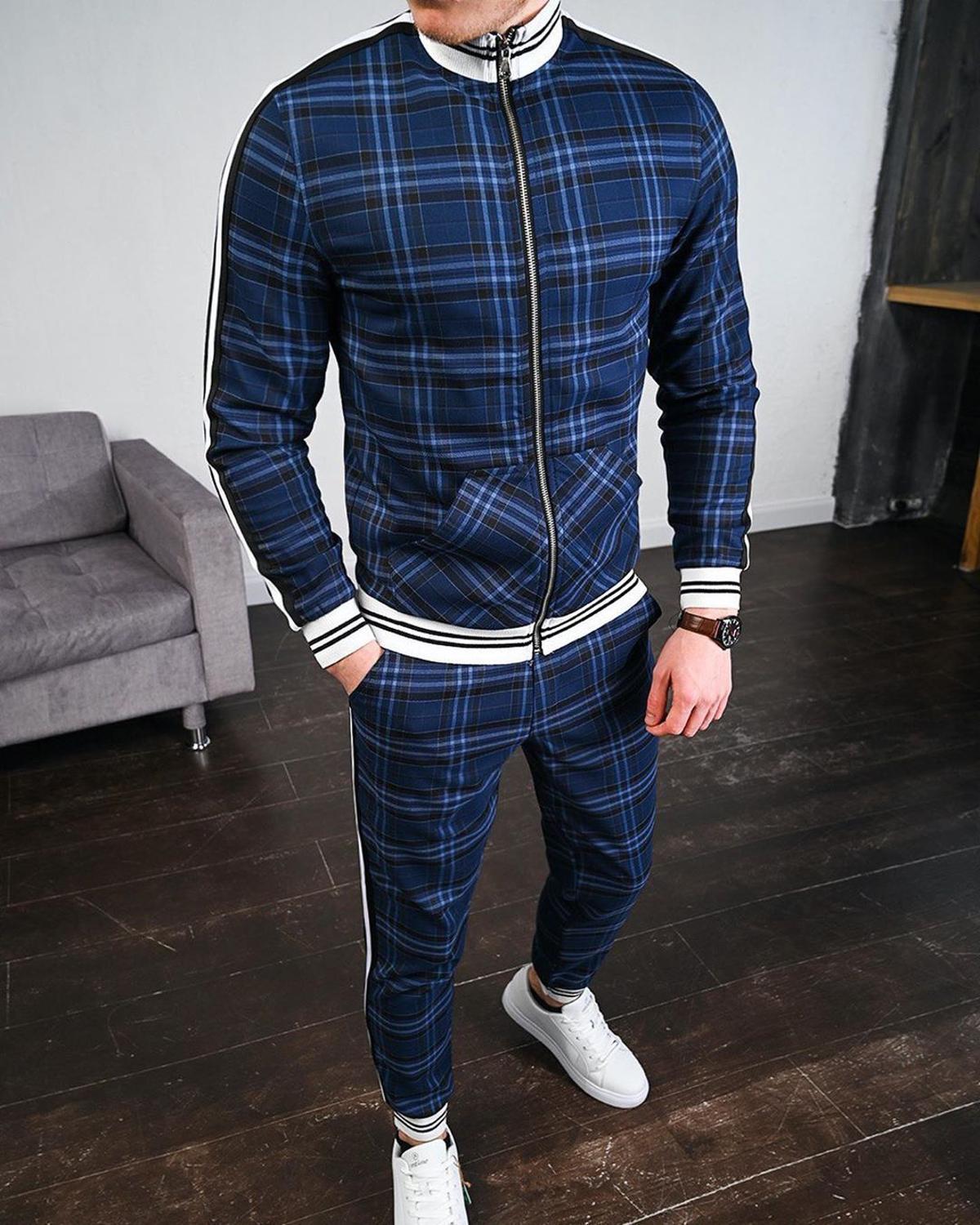 Herr Sportset Tvådelad med Långärmad Tröja och Byxor