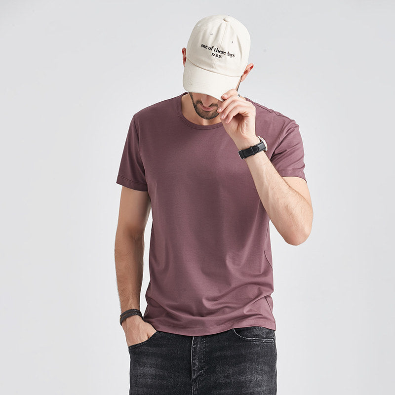 Herr Sommar Slim Fit Kortärmad Rund Hals Snabbtorkande T-Shirt Enfärgad Tunn Topp