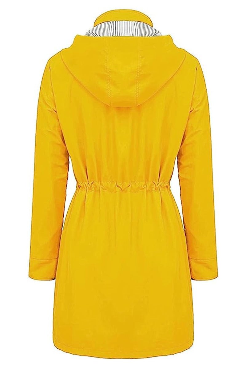 Regnjacka För Kvinnor, vårfärgad, Huva, Randig, Vattenavvisande