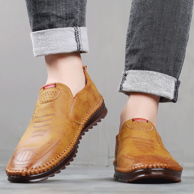 Herrsneakers Läderlook Andningsbar Ovandel Halkfri Sula